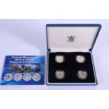 2003 UNITED KINGDOM BRIDGES PATTERN £1 SILVER PROOF 4 COIN SET BOX. Sterling Silver .925, Weight: 9
