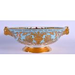 AN ENGLISH LIMITED EDITION TWIN HANDLED PORCELAIN QUEENS BOWL. 25 cm wide.
