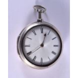 A CASED VERGE SLVER POCKET WATCH. Hallmarked London 1807, Case 6cm diameter, weight 156.7g