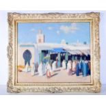 Arthur Benjamin Bateman (1883-1970) framed oil on canvas of an Arab market scene 49 x 59 cm.