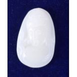 A CHINESE WHITE JADE PENDANT CARVED WITH A DEITY. 5.4cm X 3.4cm, weight 27.1g