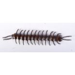 A JAPANESE ARTICULATED BRONZE CENTIPEDE. 15.4cm x 3.5cm, weight 45.5g