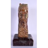 A VINTAGE GREEN ONYX BUST OF LUCIPHER. 29 cm high.