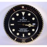 A ROLEX SHOP DISPLAY ADVERTISING WALL CLOCK. 33 cm diameter.