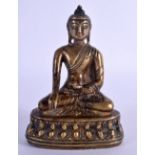 AN 18TH CENTURY INDIAN SINO TIBETAN BRONZE FIGURE OF A BUDDHA modelled upon a triangular base. 14 cm