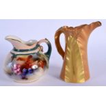 ROYAL WORCESTER HADLEY SMALL SIZE EWER PAINTED WITH AUTUMNAL LEAVES AND BERRIES DATE CODE FOR 1907 B