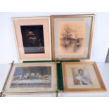A framed Lithograph of the " Lords supper " together with three other prints 36 x 26 cm (4)