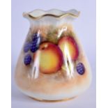 ROYAL WORCESTER PIE CRUST RIM VASE PAINTED WITH BLACKBERRIES AND APPLES BY ROBERTS, SIGNED SHAPE G95