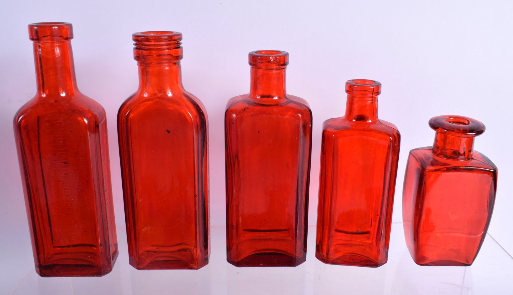 A COLLECTION OF VINTAGE GLASS POISON BOTTLES in various forms and sizes. (qty) - Image 5 of 11