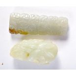 TWO SMALL JADE CARVINGS. Largest 6.1cm x 2.2cm, weight 53.4g (2)