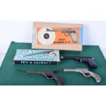 Two early air pistols together within a boxed Cat .177 air pistol and a empty Pistolet box (4).