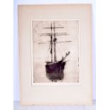 George Ogilvy Reid 1851 - 1928 etching of a sailing boat 34 x 25 cm.