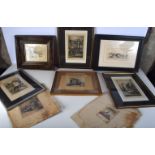 A collection of Antique framed etchings 26 x 19 cm (8).