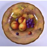 ROYAL WORCESTER PLATE PAINTED WITH FRUIT BY A. SHUCK SIGNED, DATE MARK 1929 22.5cm Diameter