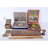 A collection of Victorian games and toys including Jiggle -Joggle, The Learned Swallow, Childs Gloc