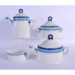 A DANISH ROYAL COPENHAGEN FOUR PIECE TEASET. Largest 18 cm x 18 cm. (4)