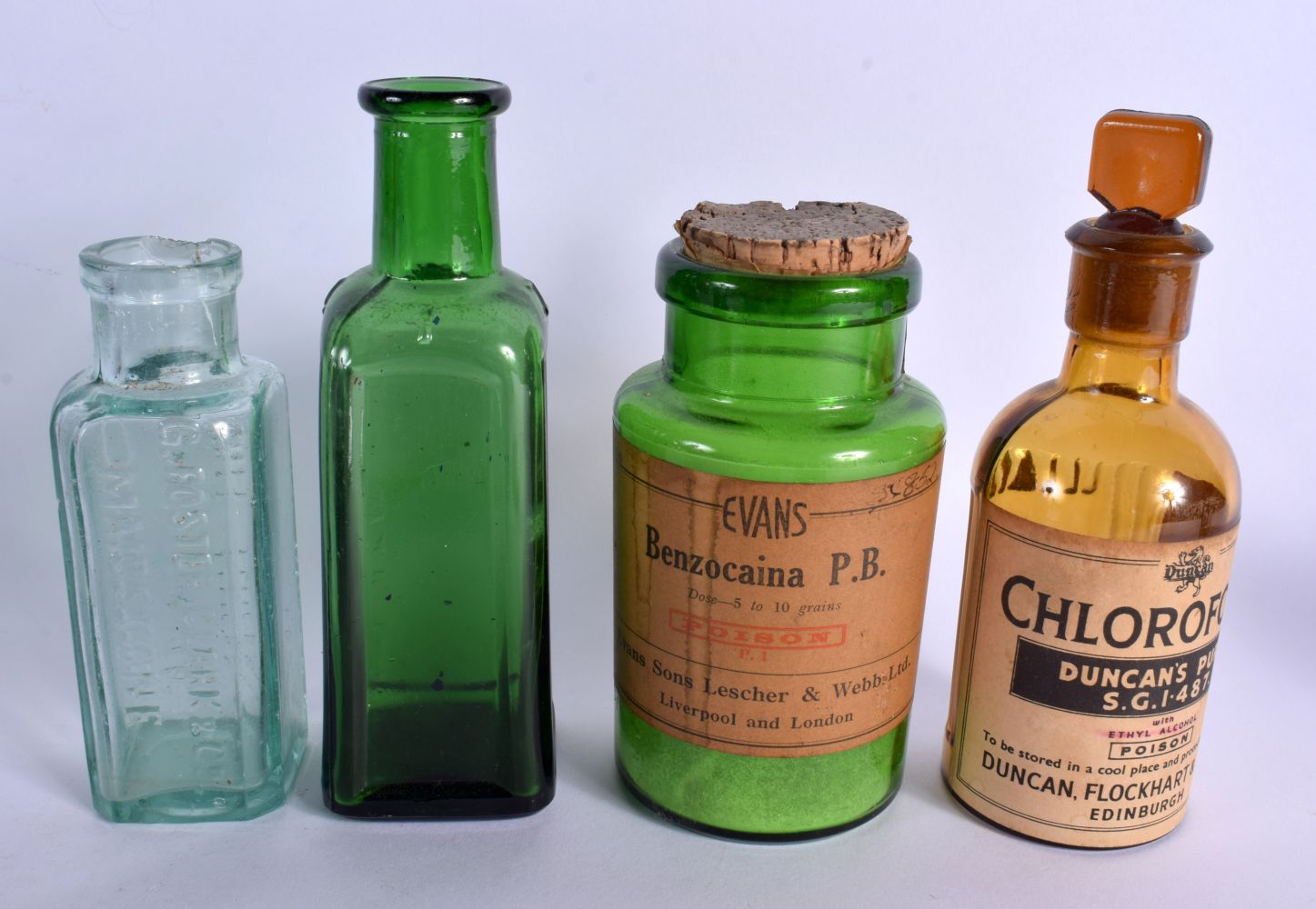 A COLLECTION OF VINTAGE GLASS POISON BOTTLES in various forms and sizes. (qty) - Image 6 of 11