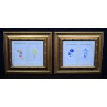 A pair of framed watercolours of flowers by Sharon Gee . (Each 15 x 9 cm)