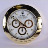 A ROLEX SHOP DISPLAY ADVERTISING WALL CLOCK. 33 cm diameter.