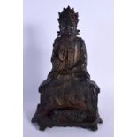 A CHINESE LACQUERED BRONZE FIGURE OF A BUDDHA 20th Century. 26 cm x 14 cm.