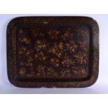A LARGE LATE 18TH/19TH CENTURY ENGLISH COUNTRY HOUSE LACQUERED TRAY Chinese Export style. 64 cm x 50