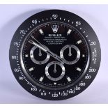 A ROLEX SHOP DISPLAY ADVERTISING WALL CLOCK. 33 cm diameter.