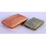 TWO SHAGREEN CASES. Largest 8.4cm x 6.3cm x 1.9cm (2)