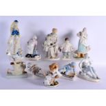 A GROUP OF RUSSIAN USSR SOVIET PORCELAIN FIGUES in various forms and sizes. Largest 29 cm high. (10)