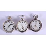 THREE SILVER POCKET WATCHES, each dial 5cm (excl crown), 1 stamped 925, 1 Hallmarked London 1905 by
