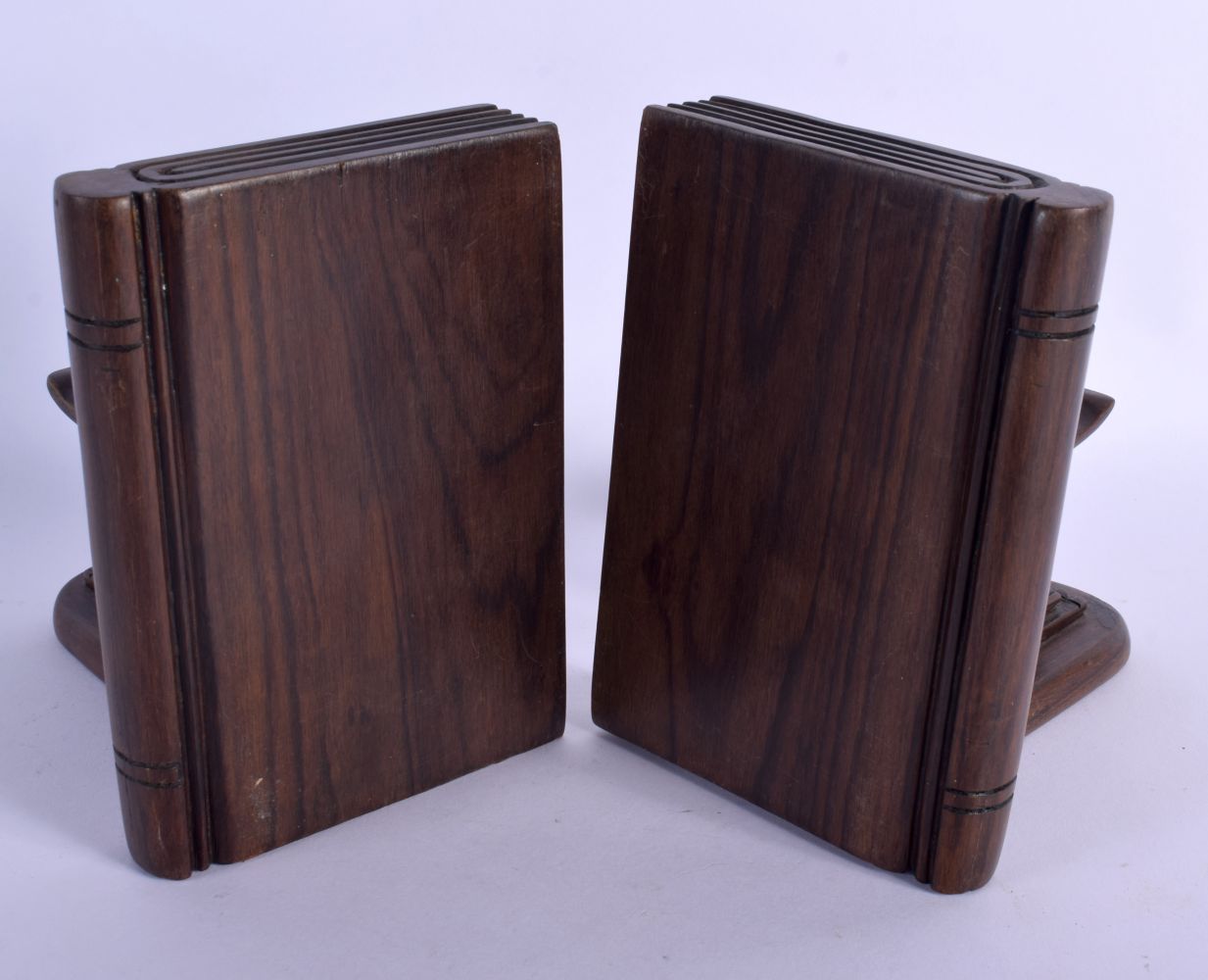 A PAIR OF EARLY 20TH CENTURY TRIBAL AFRICAN BOOK ENDS formed as head rests. Each 16 cm x 12 cm. - Image 2 of 3