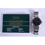 SEIKO KINETIC DATE DISPLAY STAINLESS STEEL BLUE DIAL WATCH. 4.5cm (incl crown), weight 148.3g