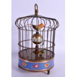 A CONTEMPORARY CLOISONNE ENAMEL CLOCK BIRD CAGE. 23 cm high.