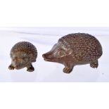 TWO JAPANESE HEDGEHOGS. Largest 2.7cm x 5.2cm x 2.9cm, weight 202.4g (2)