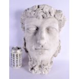 A GRAND TOUR TYPE PLASTER BUST OF A MALE After the Antiquity. 35 cm x 28 cm.