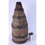 AN ANTIQUE COOPERED BARREL. 53 cm x 12 cm.