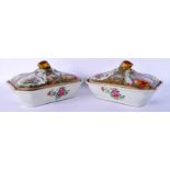 A PAIR OF 19TH CENTURY CHINESE CANTON FAMILLE ROSE TUREENS AND COVERS Qing. 24 cm x 18 cm.