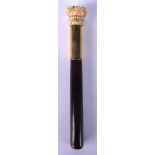 A LATE REGENCY MAGISTRATES TIP STAFF BATON with hardwood, brass and ivory fittings. 23 cm long.