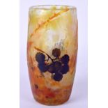 A FRENCH DAUM NANCY CAMEO GLASS VASE decorated with foliage. 13 cm high.