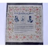 A RARE JULY 6TH 1903 SILK OFFICIAL PROGRAMME AND GUIDE OF PRESIDENT LOUBETS VISIT TO LONDON. 36 cm x