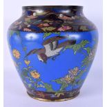 A LATE 19TH CENTURY JAPANESE MEIJI PERIOD CLOISONNE ENAMEL VASE in the manner of Namikawa Yasuyuki.