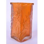 A FRENCH DAUM NANCY GLASS VASE decorated with foliage upon a bark effect ground. 12 cm x 5 cm.