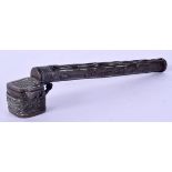 A 19TH CENTURY JAPANESE MEIJI PERIOD BRONZE TRAVELLING INKWELL of naturalistic form. 17 cm long.