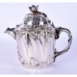 A FINE ART NOUVEAU ITALIAN SILVER TEAPOT AND COVER by Francesi Punzoni, overlaid with dragonflies an