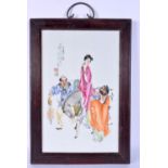 AN EARLY 20TH CENTURY CHINESE FAMILLE ROSE PORCELAIN PLAQUE by Wan Yun Yun. 42 cm x 30 cm.
