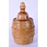 A 19TH CENTURY ITALIAN CARVED ALABASTER TOBACCO JAR AND COVER. 22 cm x 9 cm.