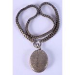 AN ANTIQUE SILVER LOCKET CHAIN. 37 grams. Largest 42 cm long.