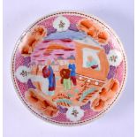 AN 18TH CENTURY NEWHALL PLATE painted with figures. 19 cm diameter.