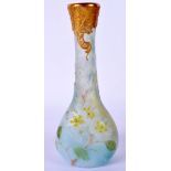 A FRENCH LEGRAS CAMEO GLASS VASE decorated with foliage and trailing vines. 18 cm high.