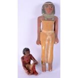 TWO 19TH CENTURY EGYPTIAN GRAND TOUR PAINTED WOOD FIGURES After the Antiquity. Largest 26 cm long. (