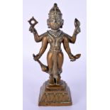 AN 18TH CENTURY INDIAN BRONZE FIGURE OF A STANDING BUDDHISTIC DEITY modelled with multiple arms. 19